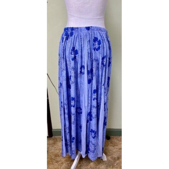 Vintage Prairie Cotton Women's Size M Blue Floral Bohemian Cottage Maxi Skirt - Picture 3 of 6